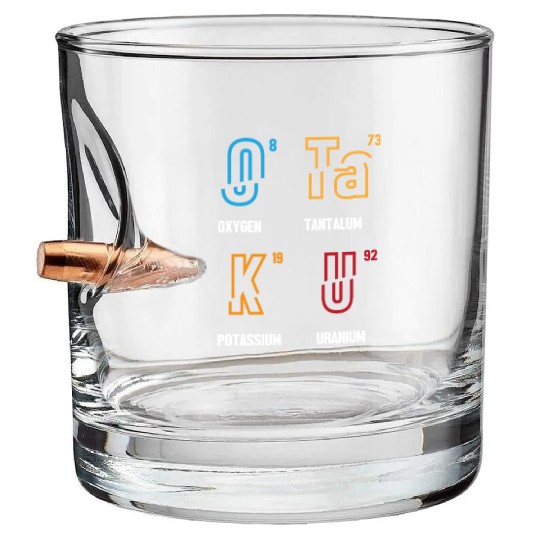 Anime Lover Funny Science Otaku Periodic Table Bullet Whiskey Glasses