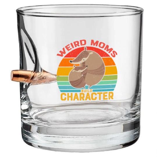 Vintage Weird Moms Build Character Armadillo Bullet Whiskey Glasses