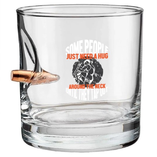 Some People Just Need A Hug Funny Jiu Jitsu Bullet Whiskey Glasses