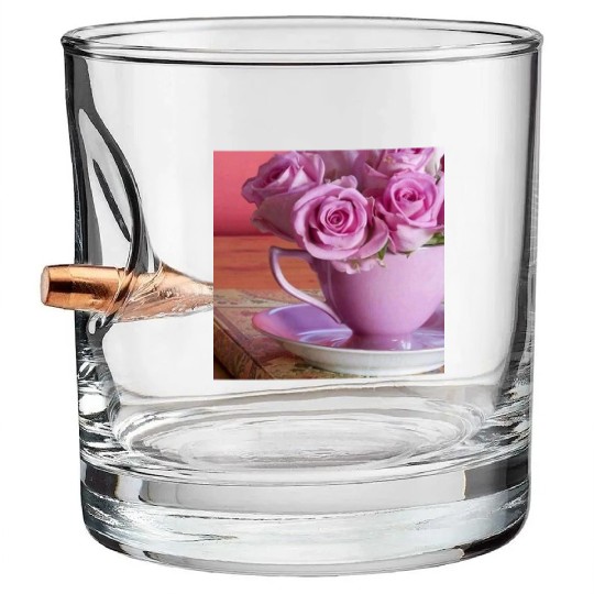 Beautiful Floral print Bullet Whiskey Glasses