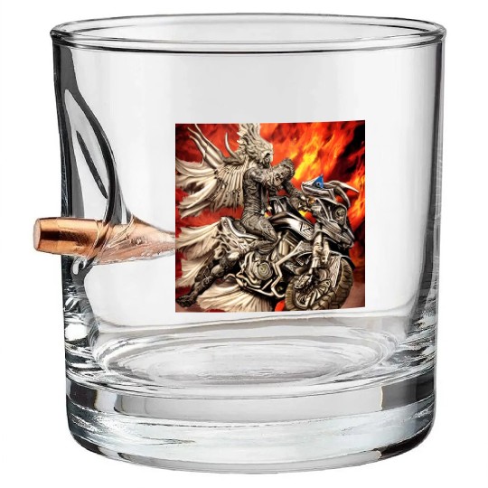 Devil Hellfire Riding Motorcycle Bullet Whiskey Glasses