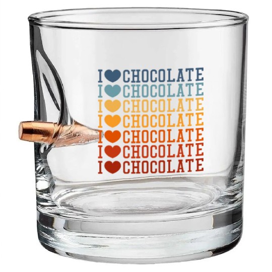 I Love Chocolate Retro Vintage Bullet Whiskey Glasses