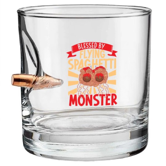 Atheist Atheism Flying Spaghetti Pastafarianism Bullet Whiskey Glasses