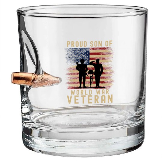 Proud Son of World War 2 Veteran Bullet Whiskey Glasses