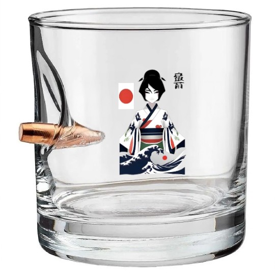 Japan Rokurokubi Yokai Women In Kanagawa Bullet Whiskey Glasses
