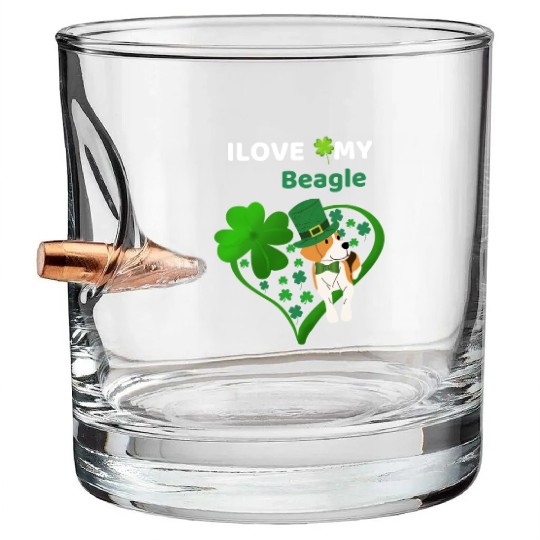 Irish Shamrock St Patrick's Day Beagle Cool Bullet Whiskey Glasses