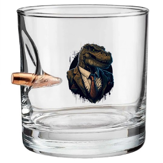 T-Rex crime boss Bullet Whiskey Glasses