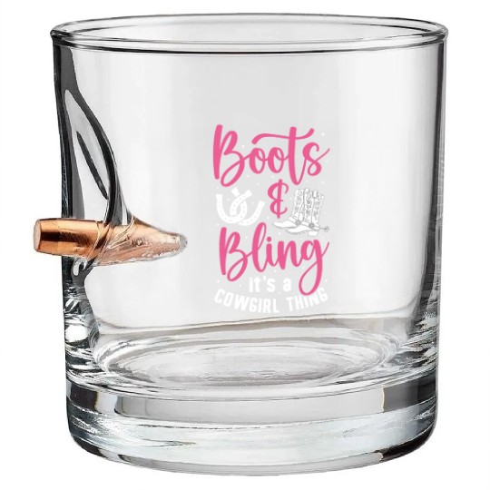 Boots And Bling It's A Cowgirl Thing Bullet Whiskey Glasses