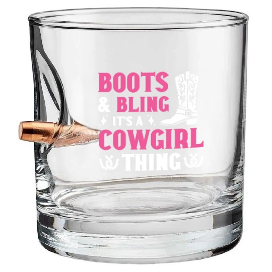 Boots And Bling It's A Cowgirl Thing Bullet Whiskey Glasses