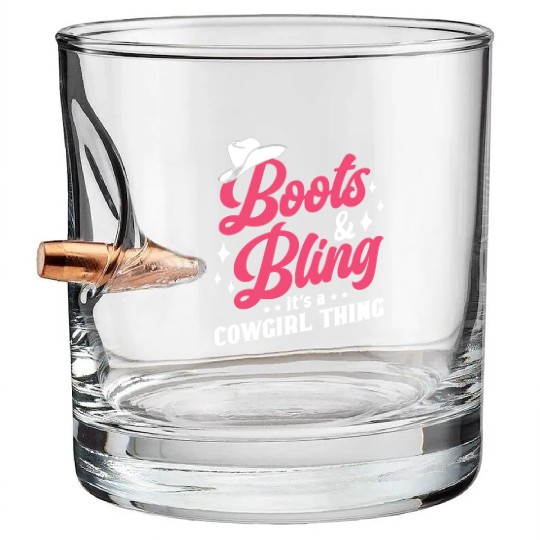 Boots And Bling It's A Cowgirl Thing Bullet Whiskey Glasses