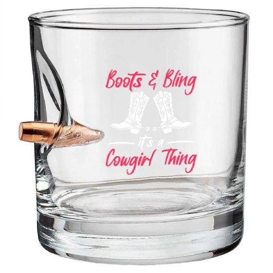 Boots And Bling It's A Cowgirl Thing Bullet Whiskey Glasses