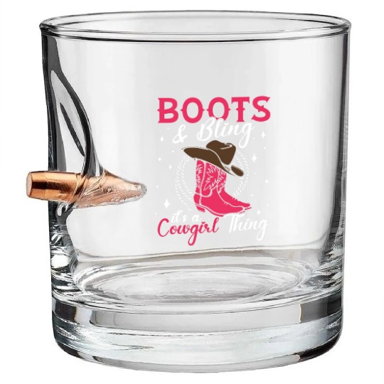 Boots And Bling It's A Cowgirl Thing Bullet Whiskey Glasses