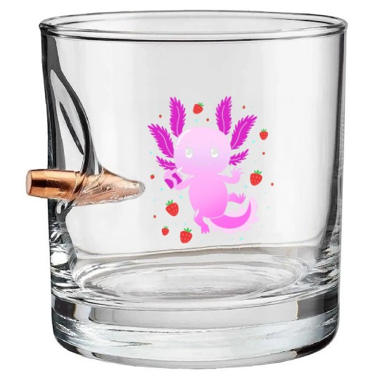Pastel Gothic Aesthetic Axolotl Strawberry Milk Bullet Whiskey Glasses