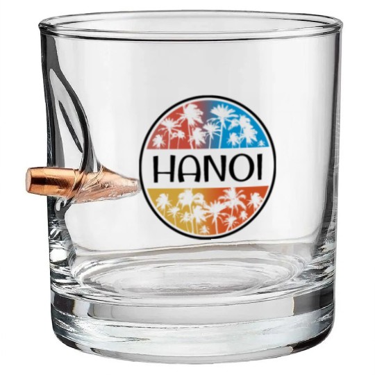 Hanoi Vietnam Palm Tree Stylish Vacation Souvenir Bullet Whiskey Glasses