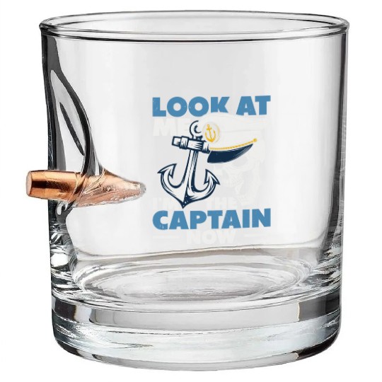 Captain Boat Lovers Fishermen Sailing Boating Bullet Whiskey Glasses