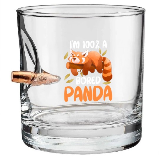 Red Panda Bored Cute Animal Lazy Animal Lover Bullet Whiskey Glasses