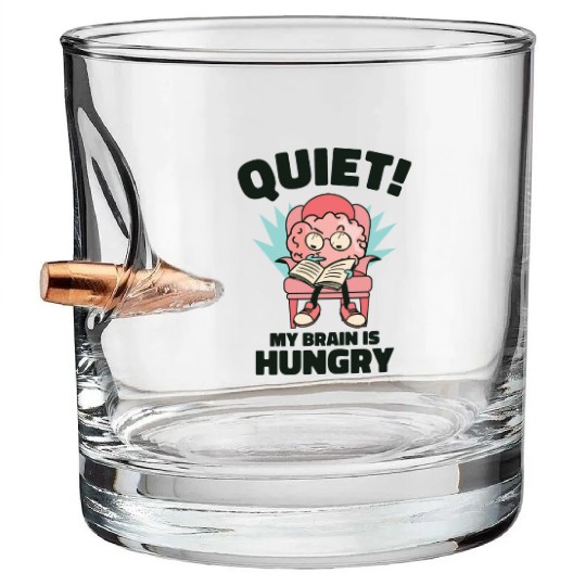 Book Lover Brain Reading Books Literature Bullet Whiskey Glasses