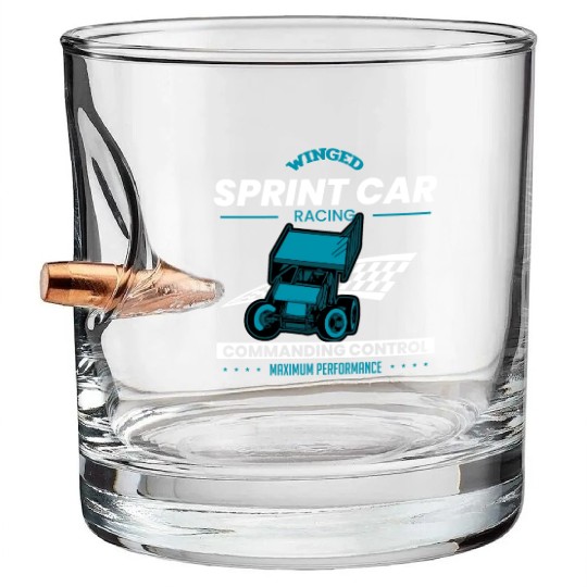 Sprint Car Racing, sprint car, dirt track racers Bullet Whiskey Glasses