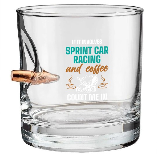 Sprint Car Racing, sprint car, dirt track racers Bullet Whiskey Glasses