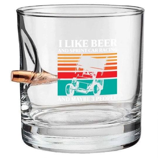 Sprint Car Racing, sprint car, dirt track racers Bullet Whiskey Glasses