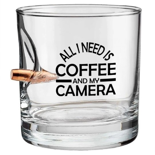 Funny Camera photography quote gift Bullet Whiskey Glasses