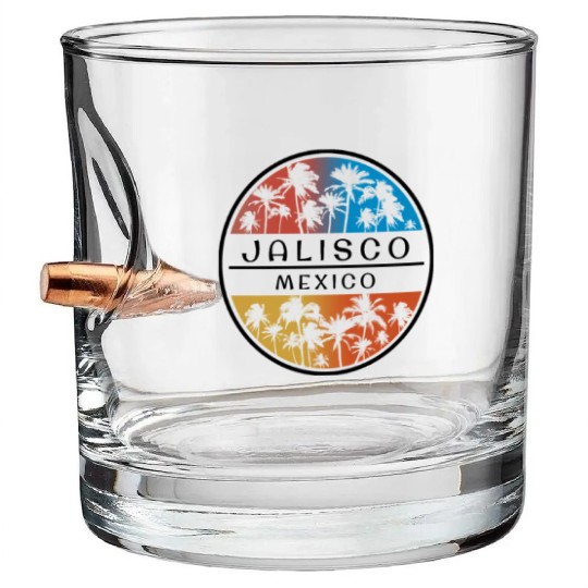 Jalisco Mexico Palm Tree Stylish Vacation Souvenir Bullet Whiskey Glasses