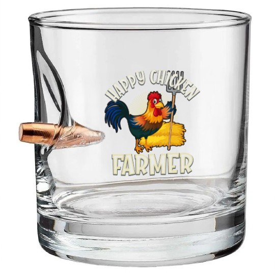Happy Chicken Farmer Bullet Whiskey Glasses