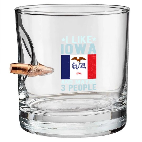 Iowa Flag US State Bullet Whiskey Glasses