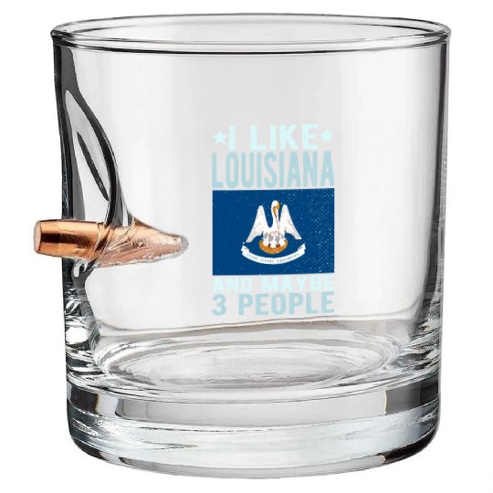 Louisiana Flag US State Bullet Whiskey Glasses