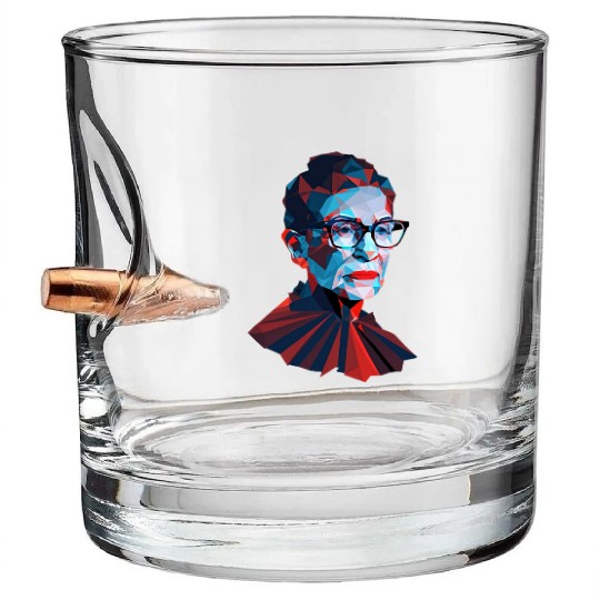 Ruth Bader Ginsburg low polygon design red blue Bullet Whiskey Glasses