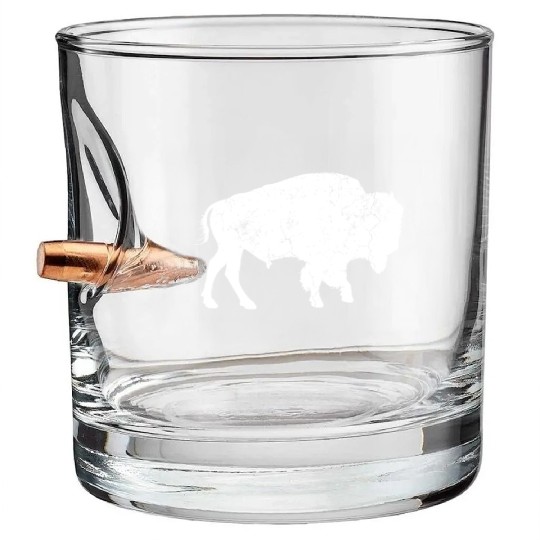 Distressed Buffalo Retro Bison Animal Lover idea M Bullet Whiskey Glasses