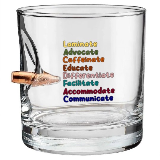 Sped Teacher Caffeinate Advocate Laminate Educate Bullet Whiskey Glasses