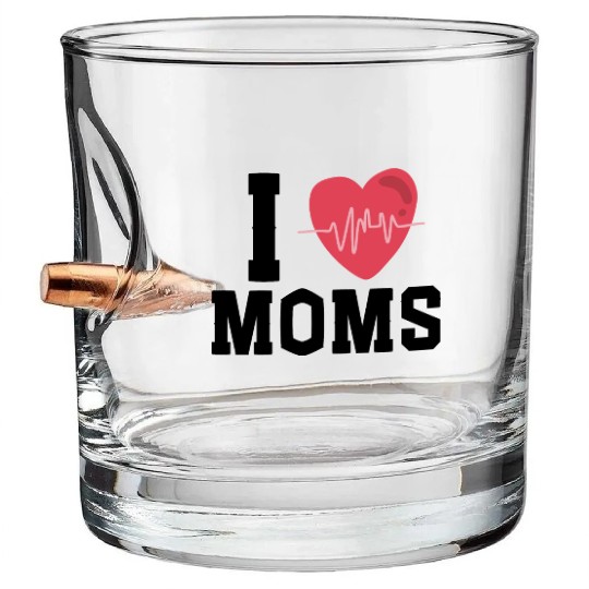 I Love Muscle Mommies Bullet Whiskey Glasses