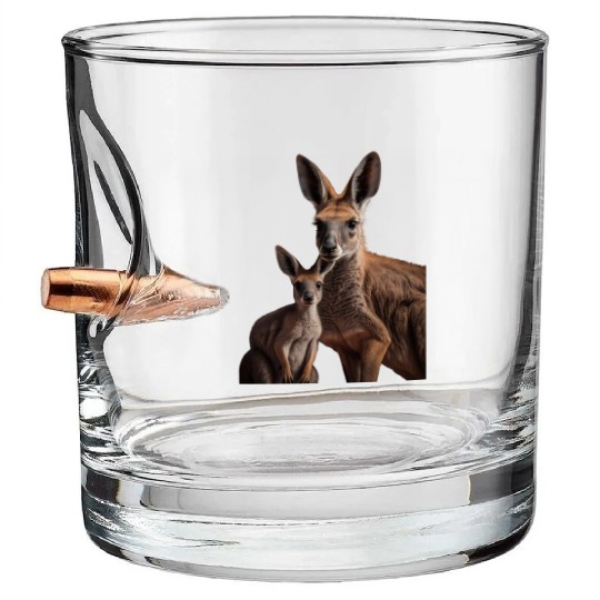 Adorable kangaroo mother with her baby wild animal Bullet Whiskey Glasses