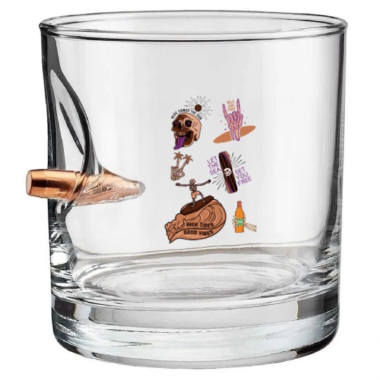 Brown Purple Skeleton Bullet Whiskey Glasses