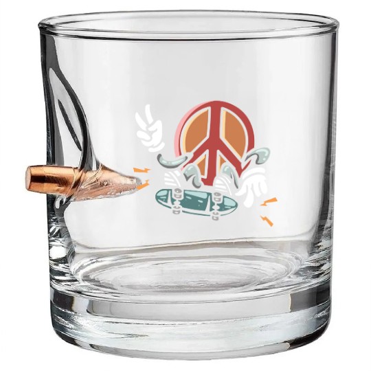 Skateboarder Peace Sign Skateboarding Peace Lover Bullet Whiskey Glasses