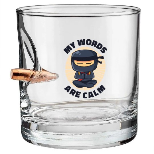 Serenity Ninja Fan Calm Yoga Lover Peaceful Bullet Whiskey Glasses