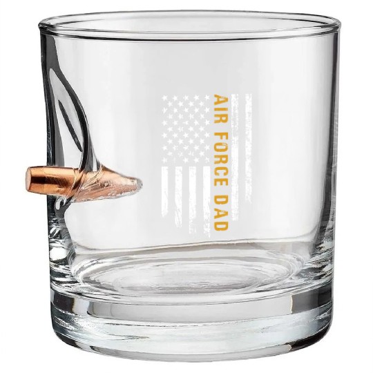 USA Flag Air Force Dad PILOT Bullet Whiskey Glasses