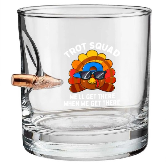 Turkey Trot Squad Funny Thanksgiving Running Costu Bullet Whiskey Glasses