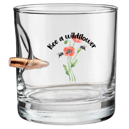 Bee a wildflower, poppies Bullet Whiskey Glasses