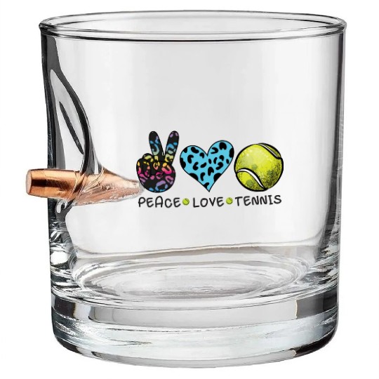 Peace Love Tennis 2 Bullet Whiskey Glasses