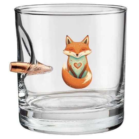 fox forest animals love heart nature animal kid Bullet Whiskey Glasses