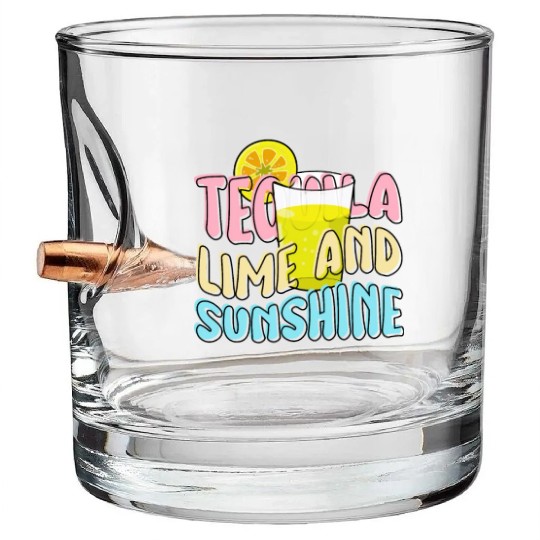Tequila Lime and Sunshine, summer is coming Bullet Whiskey Glasses
