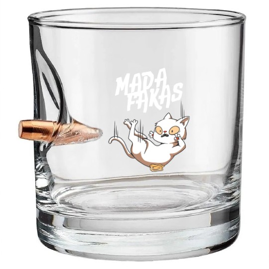 Clumsy Cat I Madafakas I White Cat Bullet Whiskey Glasses