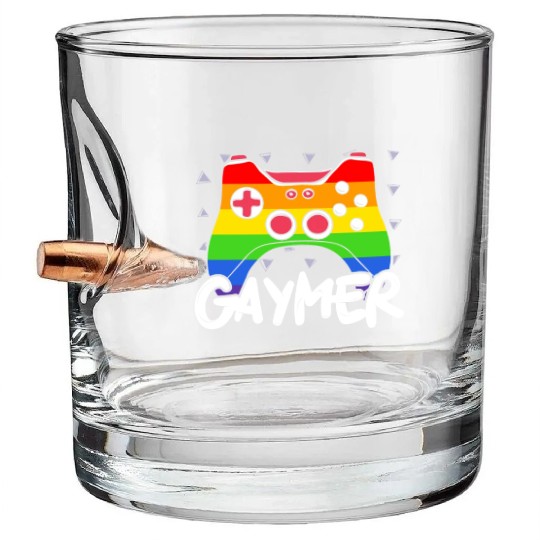 Gaymer Video Game Rainbow Pride Month LGBTQ Gay Bullet Whiskey Glasses