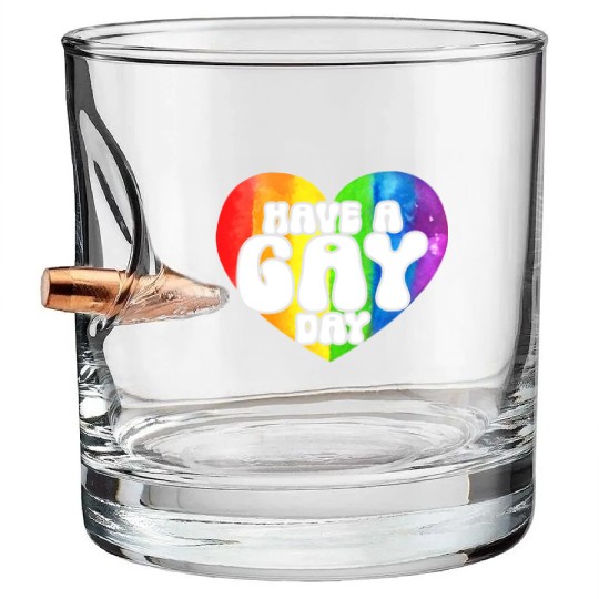 Have A Gay Day Rainbow Pride Month LGBTQ Gay Pride Bullet Whiskey Glasses