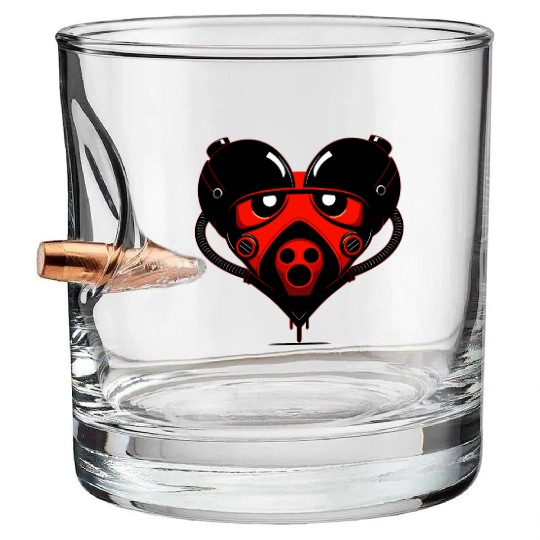 Robot Heart Bullet Whiskey Glasses