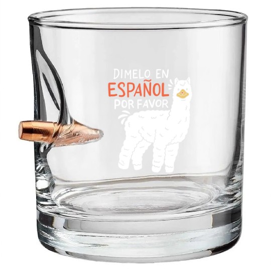 Spanish Teacher Llama Bullet Whiskey Glasses