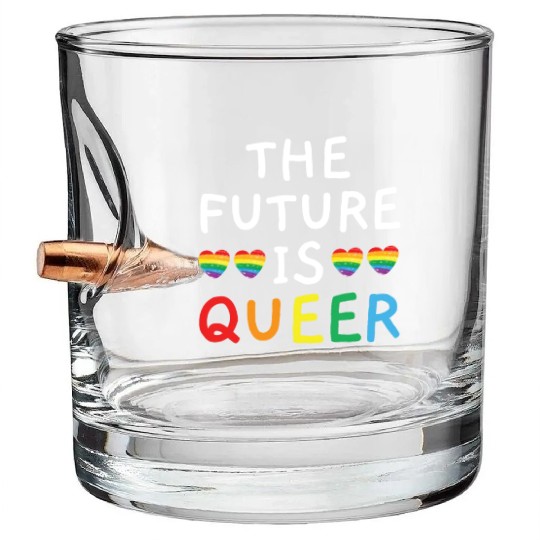 The Future Is Queer LGBTQ Rainbow Pride Month Bullet Whiskey Glasses