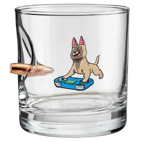 Belgian Malinois Gaming Kawaii Gamer Dog Lover Bullet Whiskey Glasses